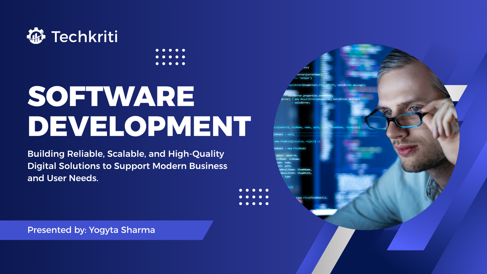 Home blue modern software development presentation